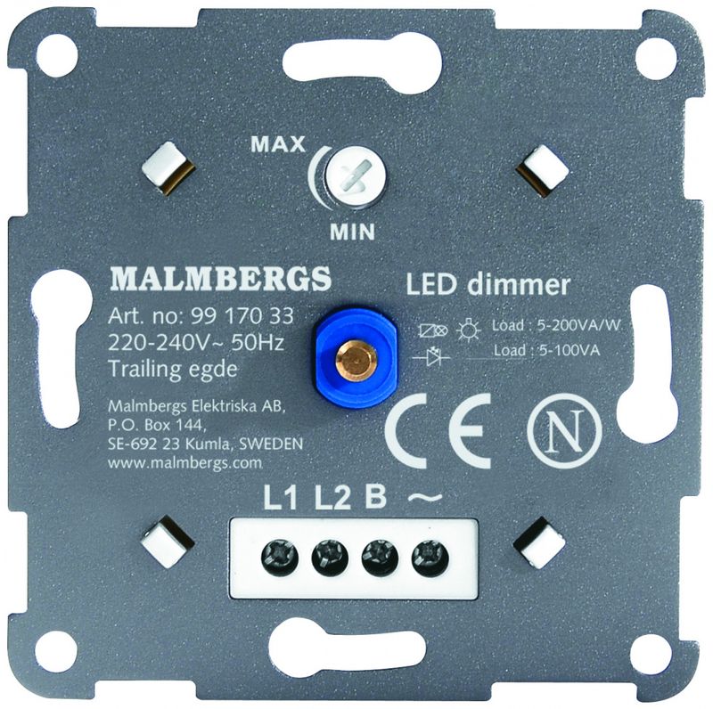 DIMMER, 5-100W LED, HVIT, 1-POL/TRAPP
