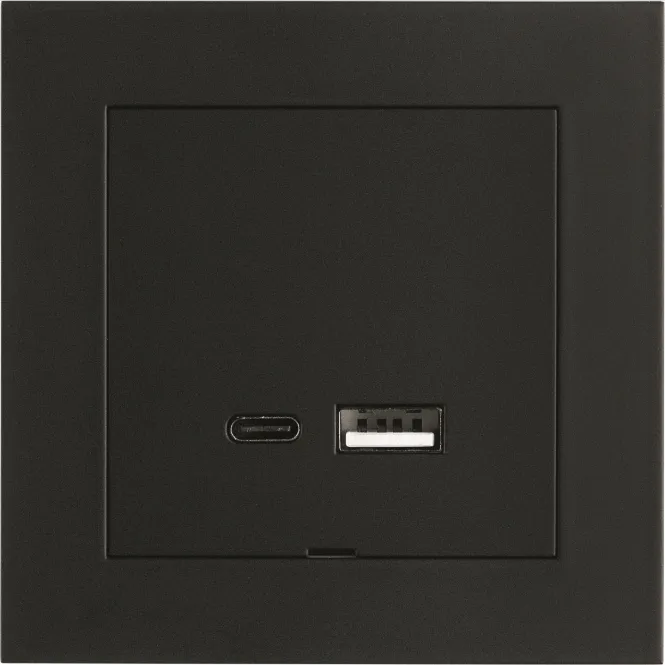 Hovedbilde Sg USB A+C 3A innfelt Sort
